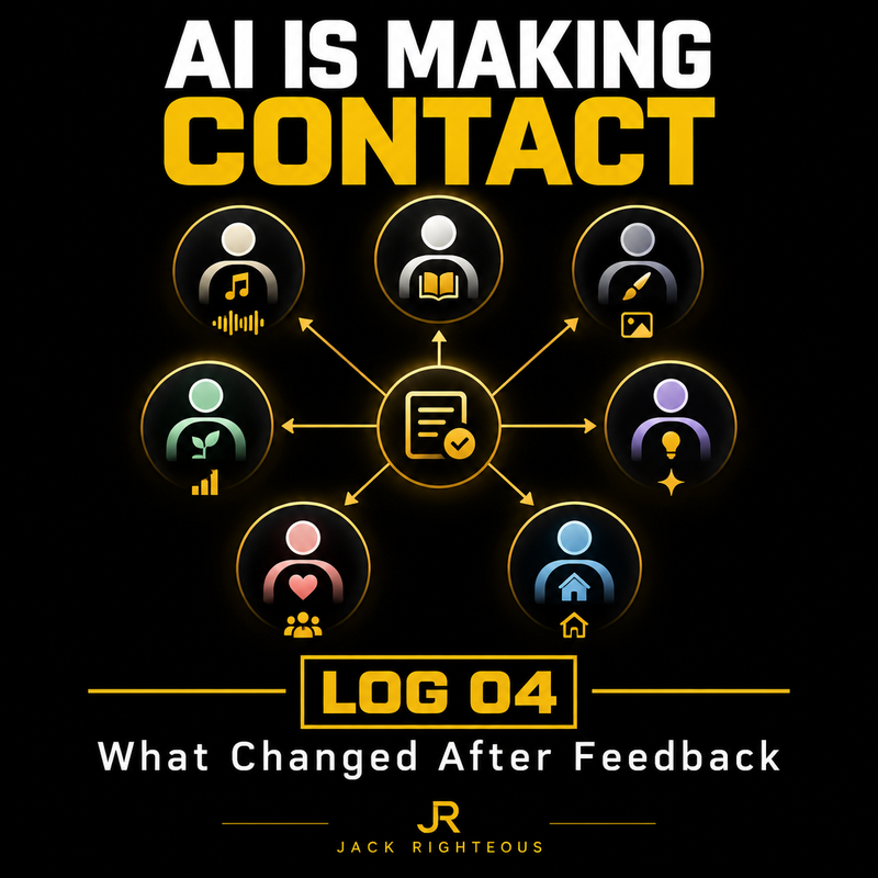 AI Is Making Contact Log 04 cover: What Changed After Seven AI Bots Got Creator Feedback
