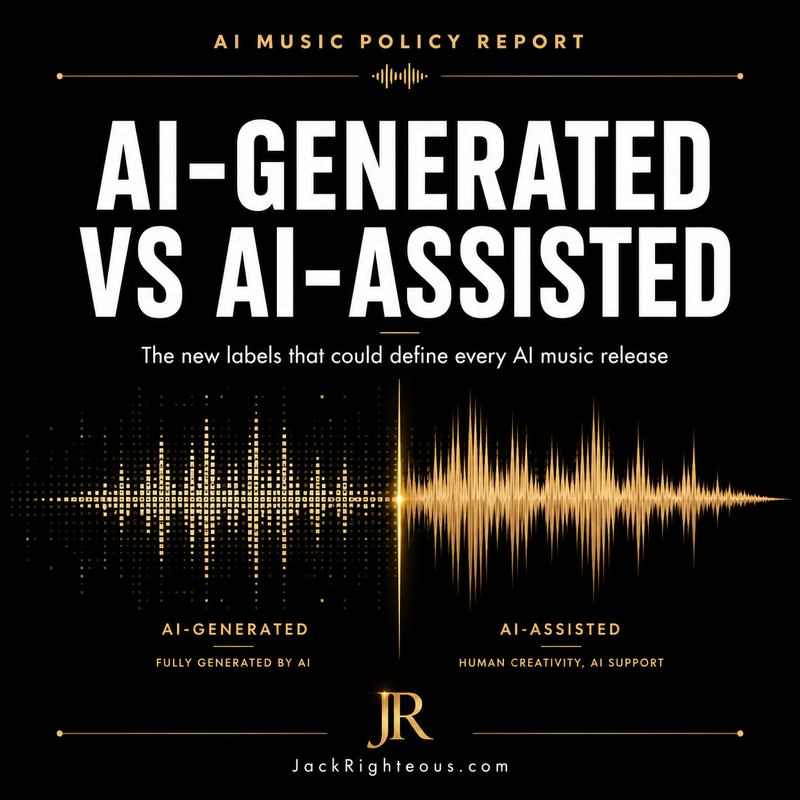 AI-generated versus AI-assisted music labeling report for independent and Suno creators
