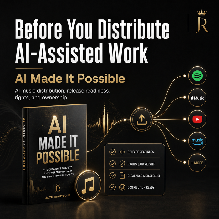 Book titled 'AI Made It Possible' with related icons and text on a dark background