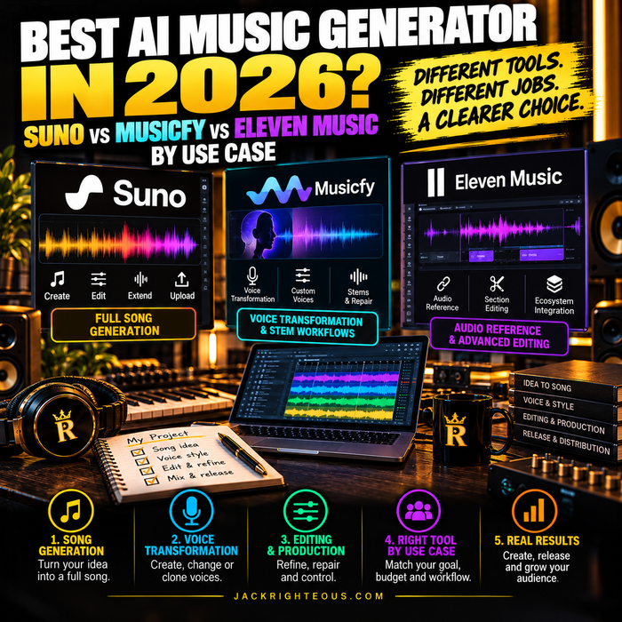 Best AI Music Generator in 2026? Suno vs Musicfy vs Eleven Music by Use Case