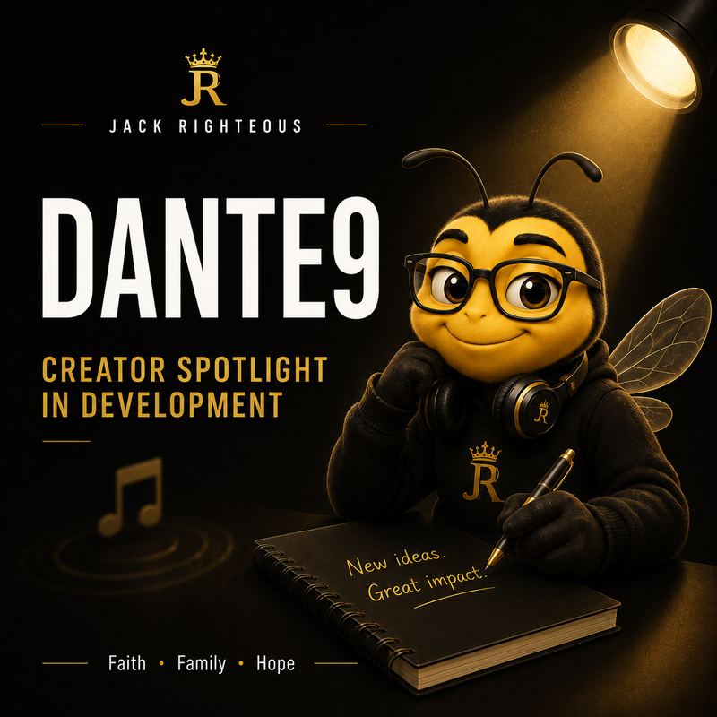Dante9 Creator Spotlight in Development featuring Bee Righteous, faith, family, hope and AI music.