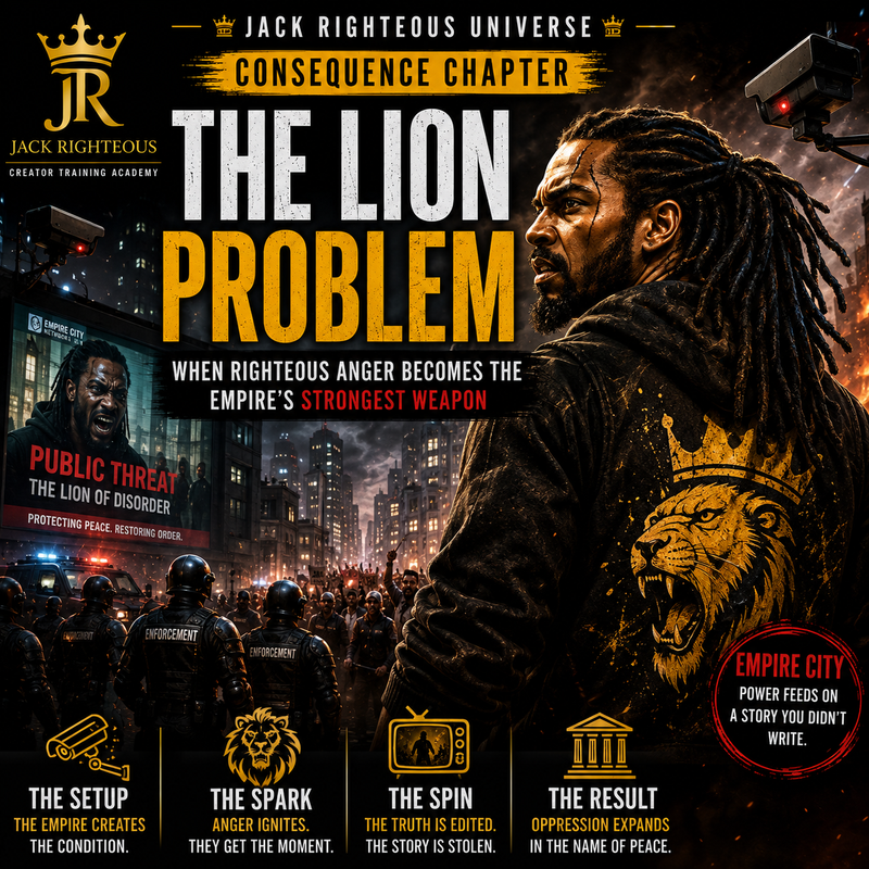 Jack Righteous faces surveillance and unrest in Empire City as righteous anger is turned into propaganda and control.