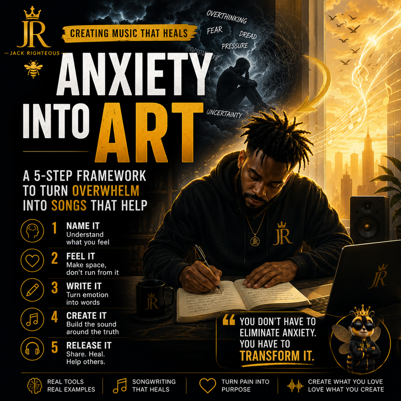 Christian guide to turning anxiety into honest songwriting through faith, emotional mapping and AI music creation.