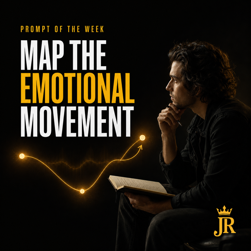 Songwriter mapping three points of emotional movement before writing lyrics for an AI music song.