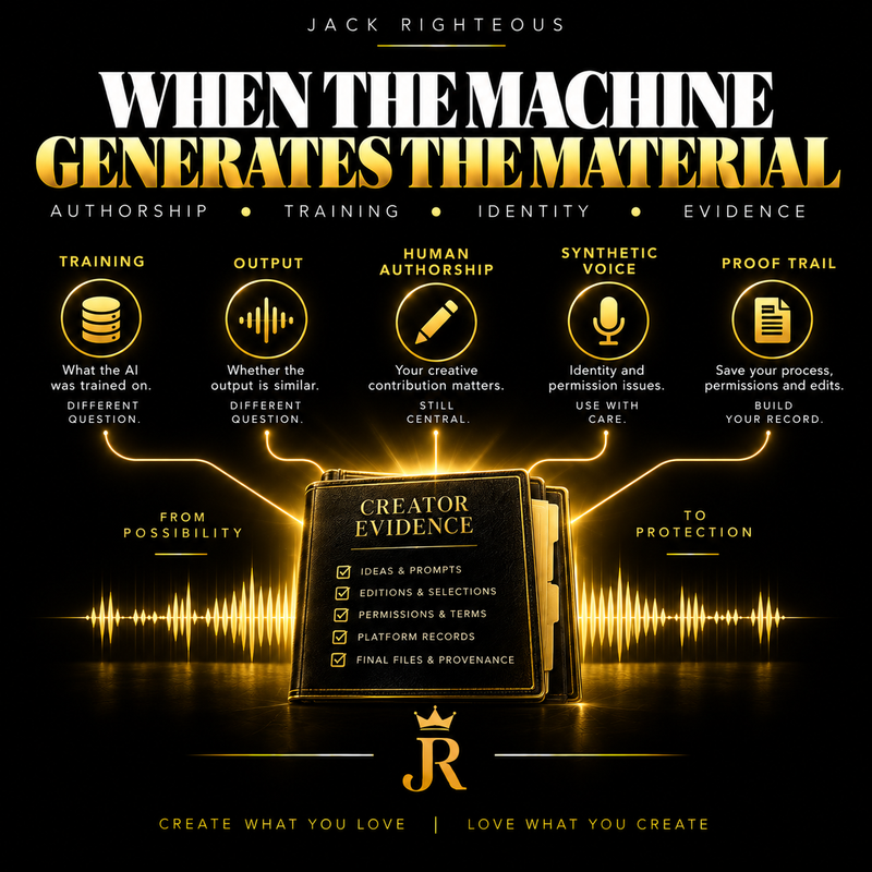When the Machine Generates the Material: Human Authorship, Training Data, Synthetic Voices and the Evidence AI Music Producers Need to Keep