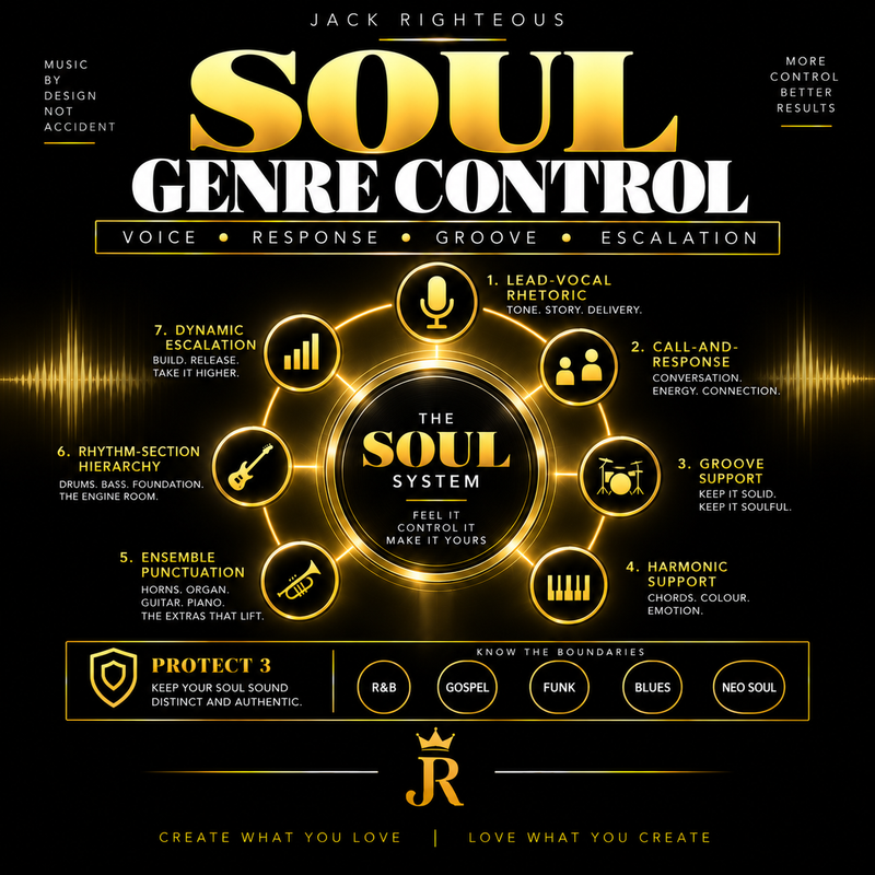Soul with AI: Vocal Rhetoric, Call-and-Response, Groove & Genre Control