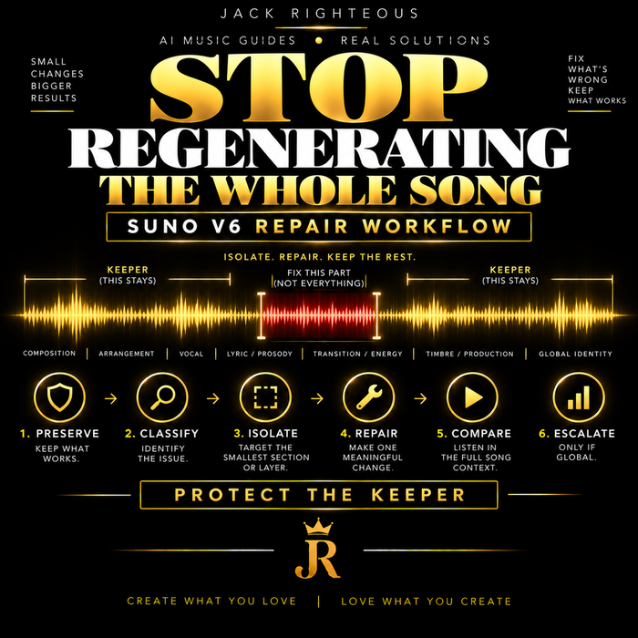 Cover image for Stop Regenerating the Whole Song | Suno V6 Repair Workflow