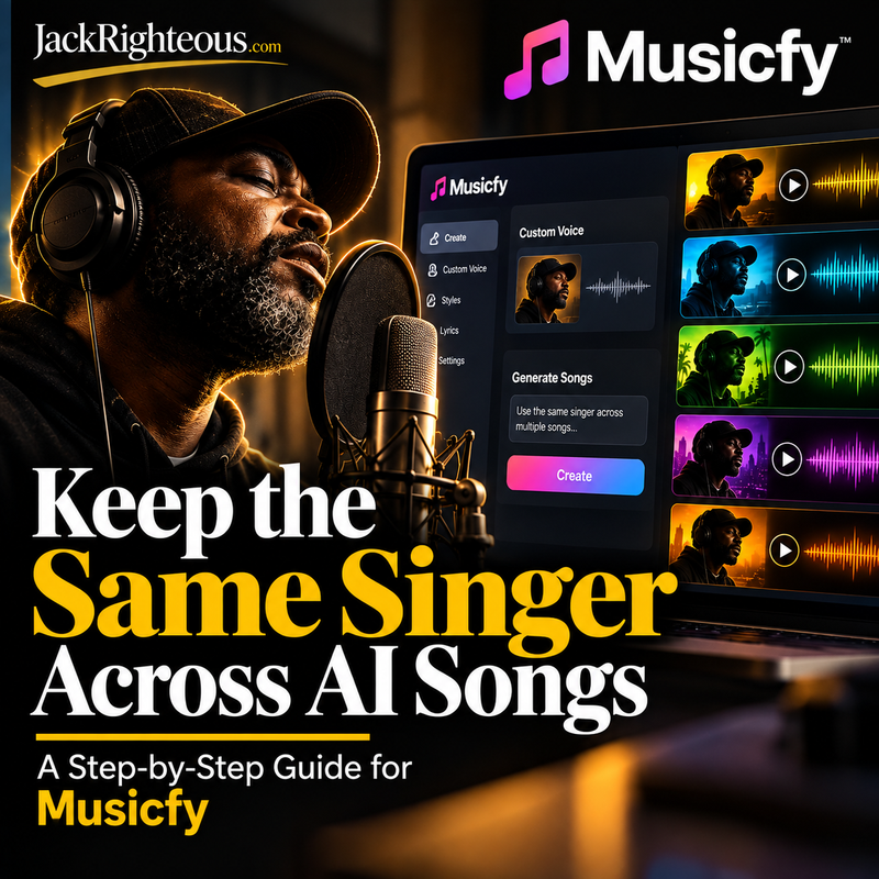Musicfy workflow case study showing Red Horse War before and after applying a trained custom voice