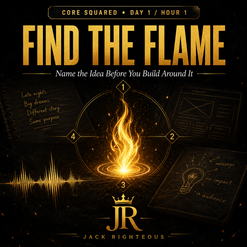 Book cover of 'Find the Flame' by Jack Righteous with a glowing flame design on a dark background.