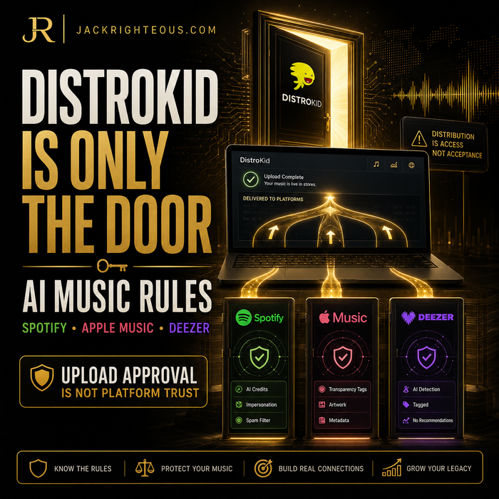AI music distribution rules for DistroKid, Spotify, Apple Music, Deezer, YouTube and TikTok in 2026