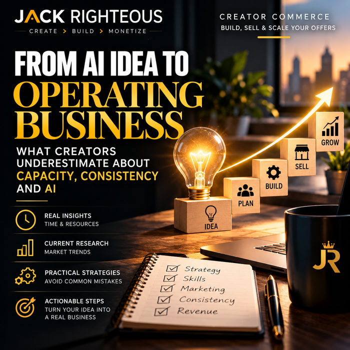 From AI Idea to Operating Business: What Creators Underestimate About Capacity, Consistency and AI — JackRighteous.com article cover