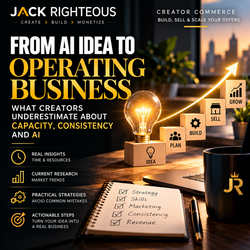 From AI Idea to Operating Business: What Creators Underestimate About Capacity, Consistency and AI — JackRighteous.com article cover