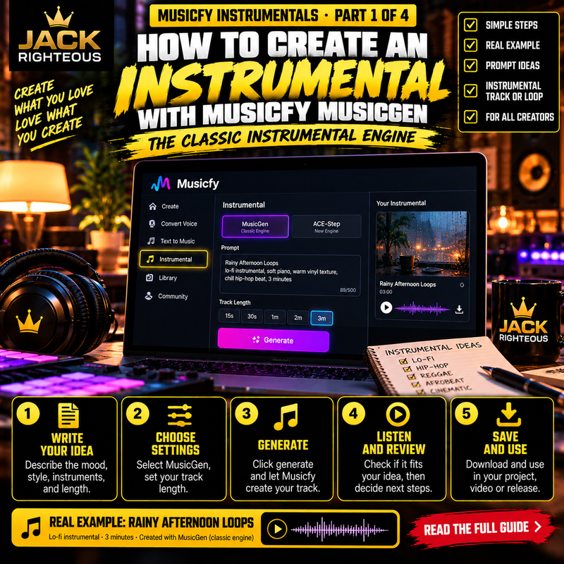 Jack Righteous Musicfy MusicGen tutorial cover for creating instrumentals.