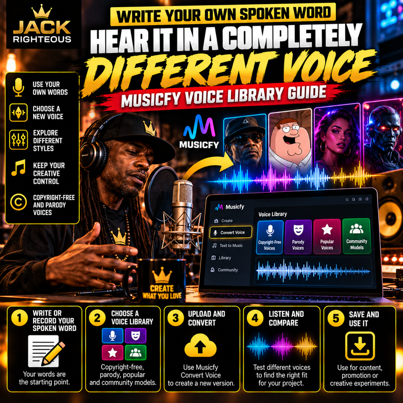 How to Create Spoken Word With Musicfy’s Copyright-Free and Parody Voices