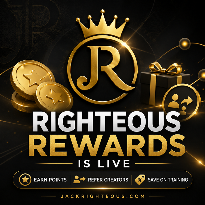 Righteous Rewards loyalty and referral program for Jack Righteous creators earning points through participation and sharing