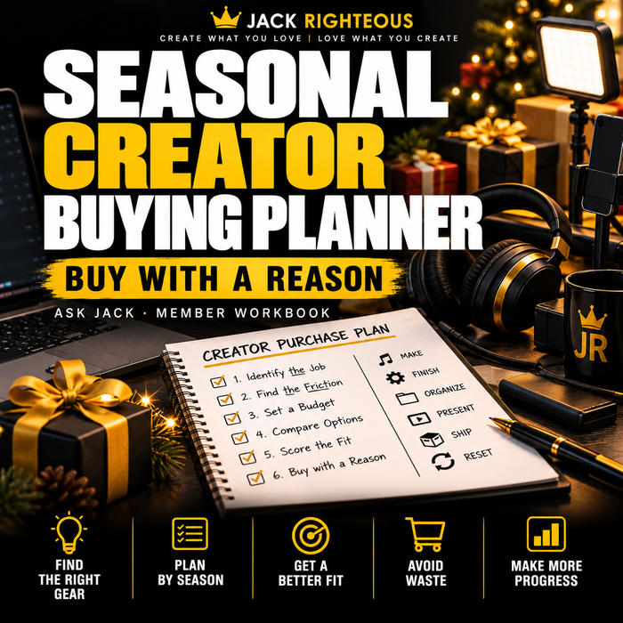 Jack Righteous seasonal creator buying planner member workbook cover.