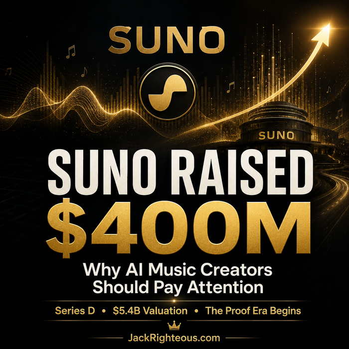 Promotional graphic for SUNO with financial information and branding elements.