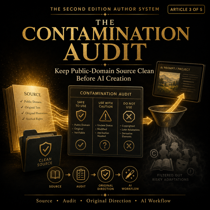 Promotional graphic for 'The Contamination Audit' with icons and text on a dark background