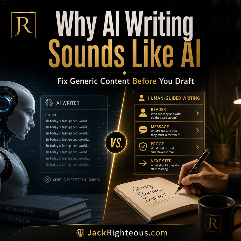 Guide to why AI writing sounds generic and how creators can revise it for clearer voice, specificity and human judgment