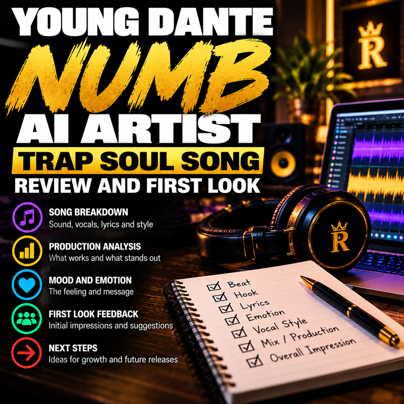 Jack Righteous Creator Spotlight First Look cover for Young Dante's NUMB, a trap-soul track by a virtual AI artist.