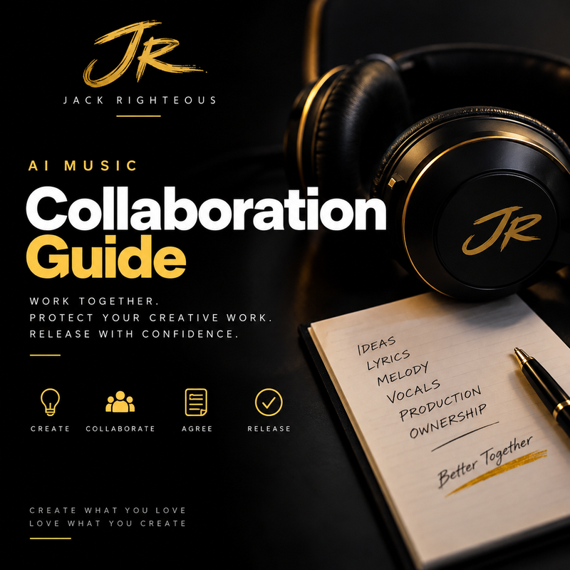 AI music collaboration cover focused on workflow, rights, credits and clear creative roles in 2026