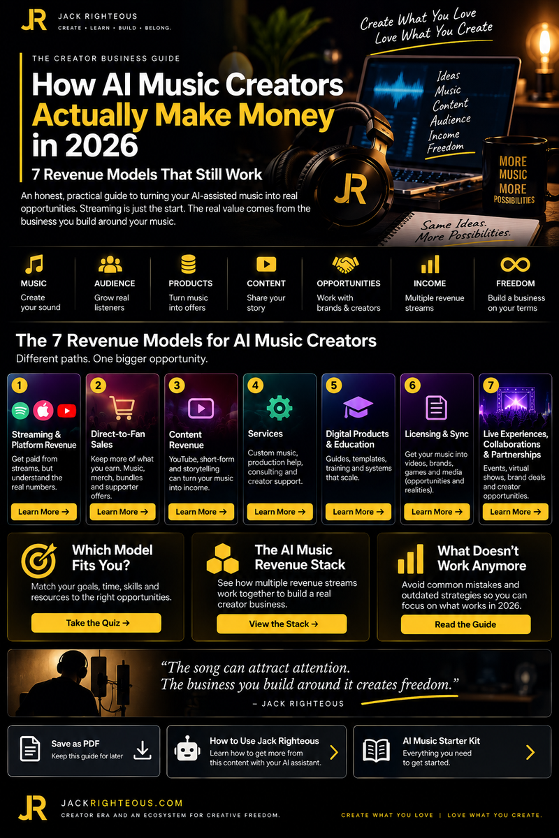 How AI Music Creators Actually Make Money in 2026 — seven revenue models for creators