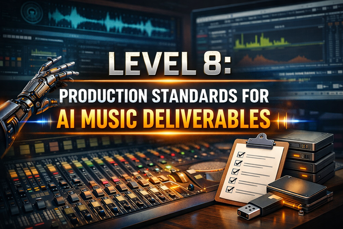 Level 8 professional AI music delivery kit for packaging files, documentation and creator handoff materials