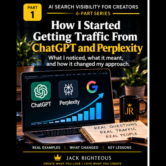 AI Search Visibility for Creators Part 1 — how ChatGPT and Perplexity began sending traffic to Jack Righteous.
