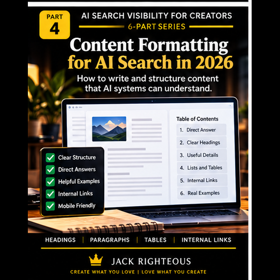 AI Search Visibility for Creators Part 4 — content formatting for AI search and clear human reading.
