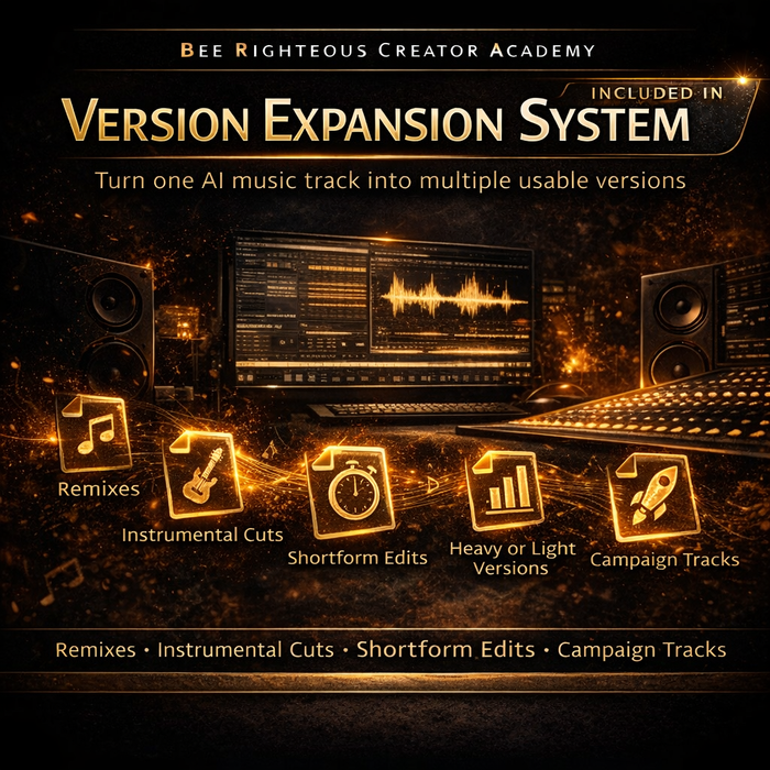 AI song version expansion system for creating controlled alternate versions while preserving the core artistic identity