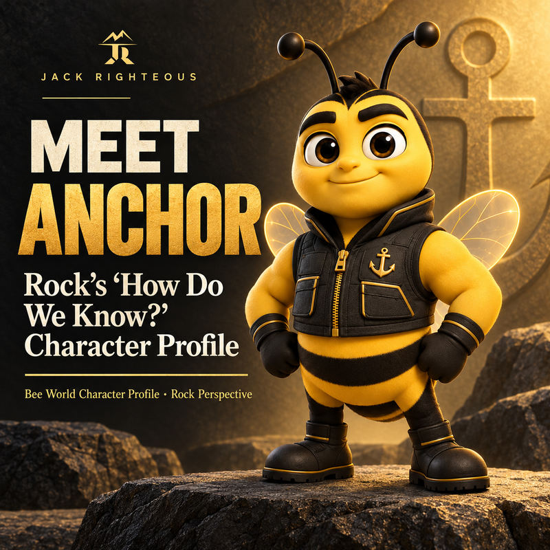 Anchor bee character profile cover representing verification, grounding and asking how do we know