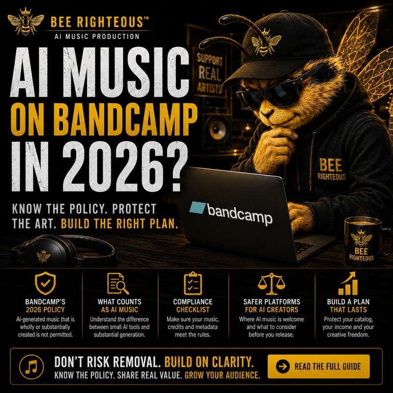 Bandcamp guide for AI music creators covering platform policy, selling considerations and audience growth strategy in 2026