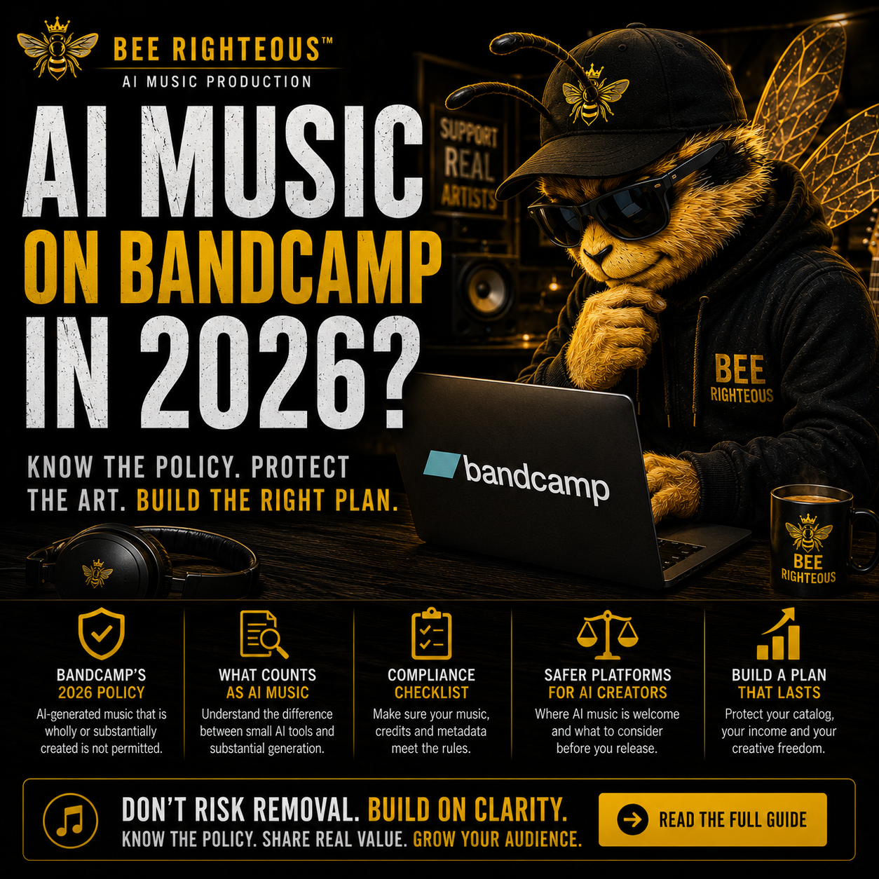 Bandcamp guide for AI music creators covering platform policy, selling considerations and audience growth strategy in 2026