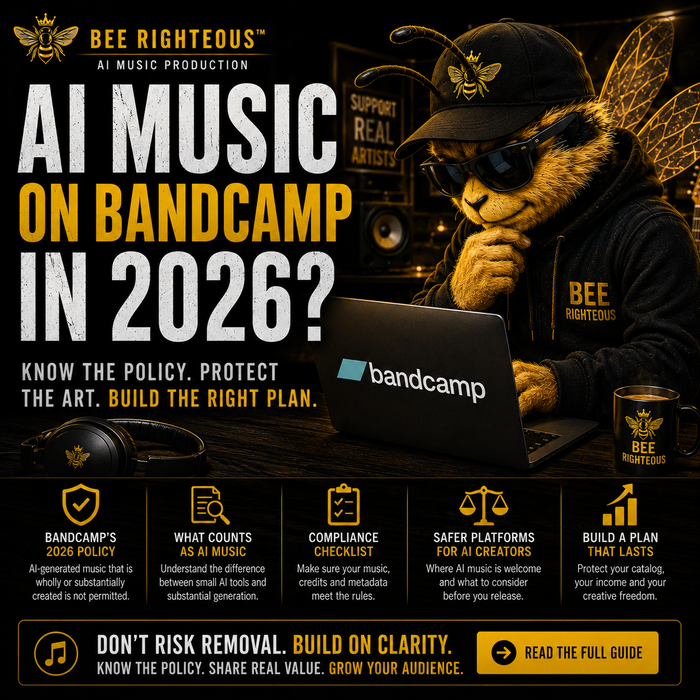 Bandcamp guide for AI music creators covering platform policy, selling considerations and audience growth strategy in 2026