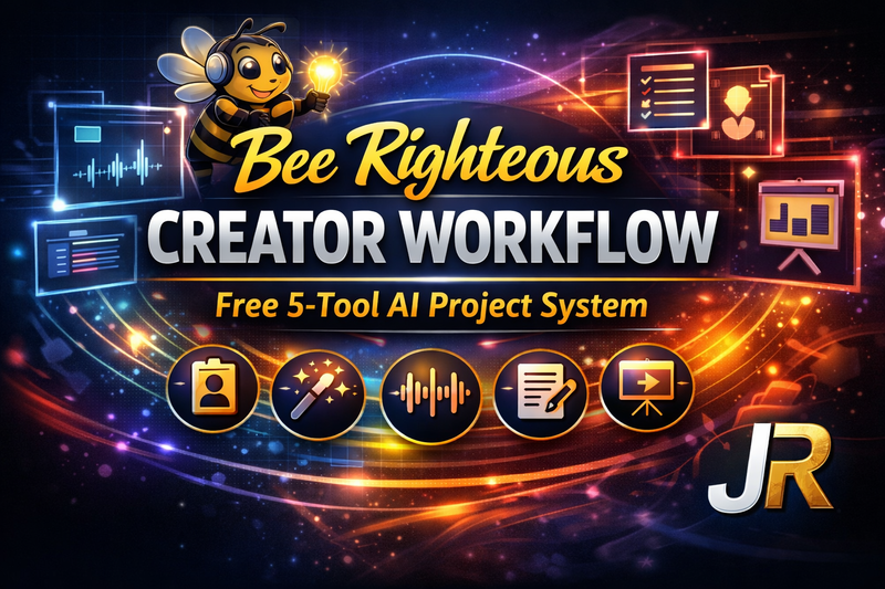 Bee Righteous five-tool AI project workflow for planning, building, documenting, releasing and improving creator work