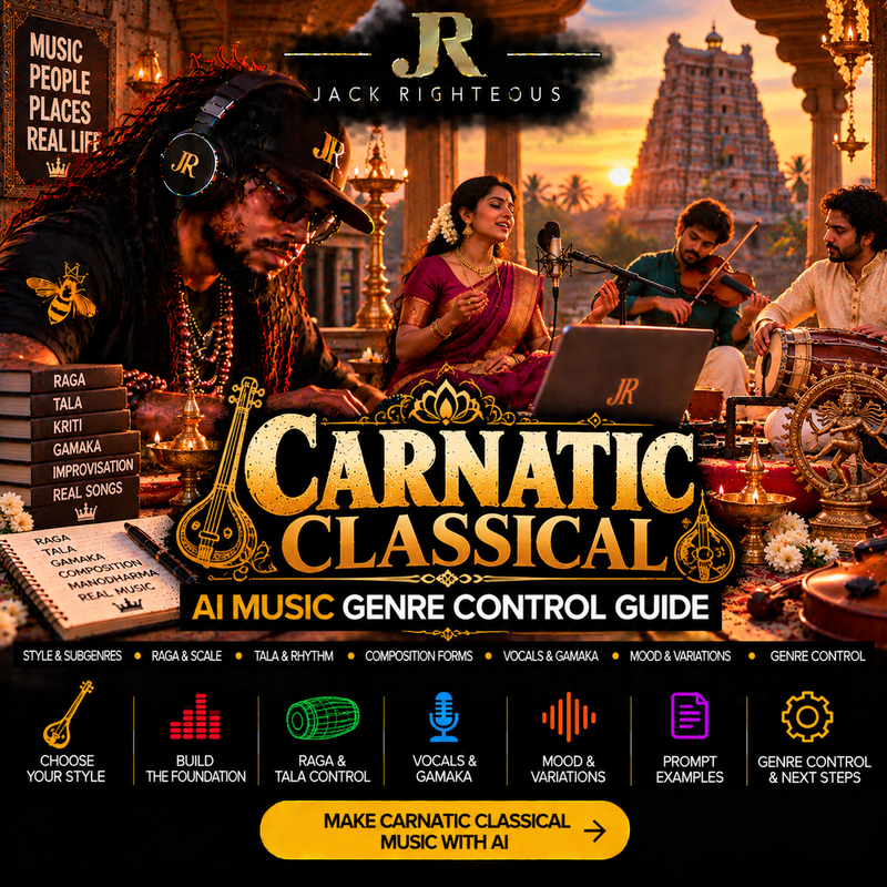 Carnatic Classical Genre Intelligence for AI music creators — raga, tala, composition forms, vocals, gamaka, improvisation and genre control