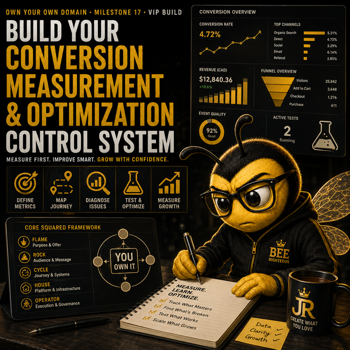 Bee Righteous builds a conversion measurement and optimization system for tracking creator journeys, evidence and decisions.