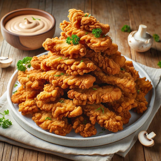 Crispy Vegan Chicken Tenders featuring Fried Oyster Mushrooms - Jack Righteous