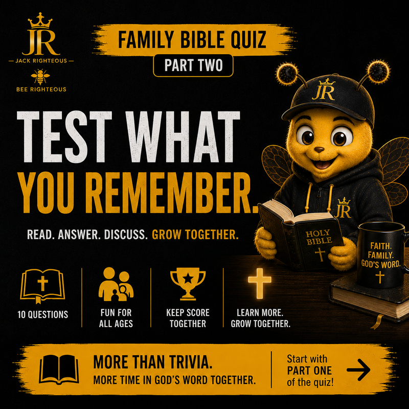 Bee Righteous hosts a family Bible quiz designed to test Scripture knowledge and spark meaningful family discussion.
