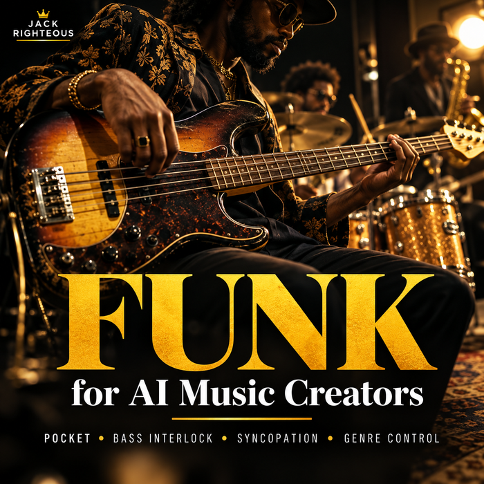 Funk for AI music creators — pocket, bass interlock, syncopation and genre control