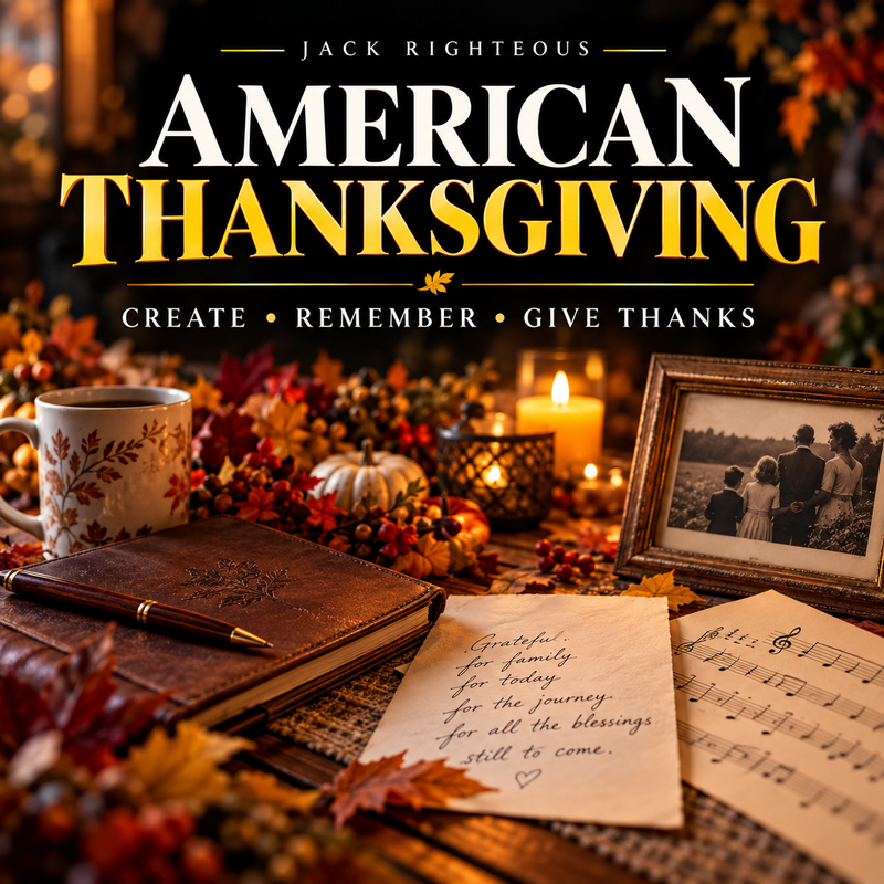 American Thanksgiving for AI creators: gratitude, family stories and music on a warm autumn table