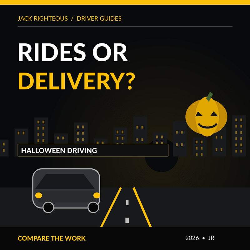 Jack Righteous 2026 Halloween Uber driver guide cover: halloween uber rides vs delivery