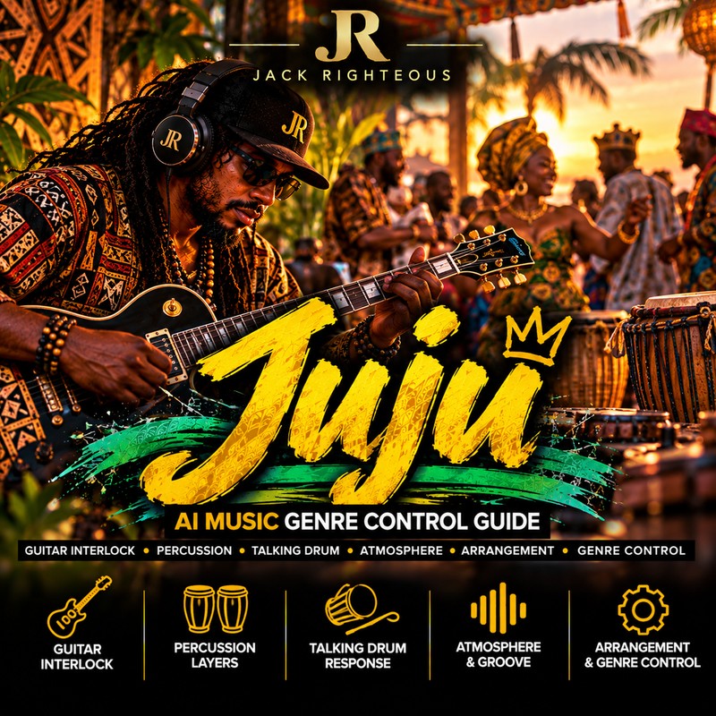 Juju Genre Intelligence for AI music creators — guitar interlock, percussion layers, talking drum response, atmosphere, arrangement and genre control
