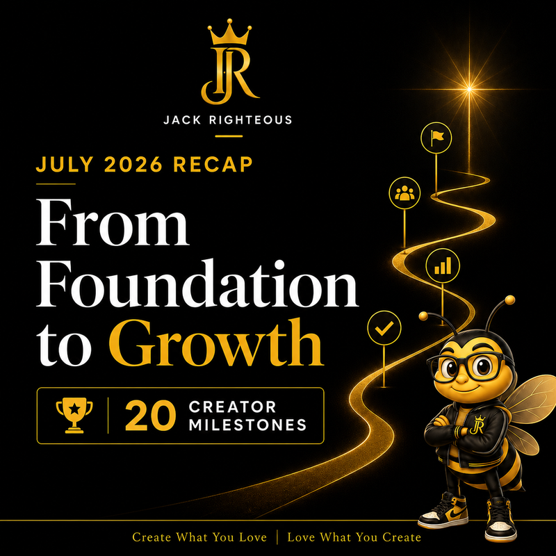 Jack Righteous July 2026 recap: From Foundation to Growth and 20 Creator Milestones
