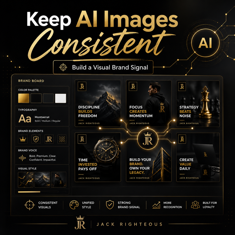 Brand guidelines template with 'Jack Righteous' branding on a dark background