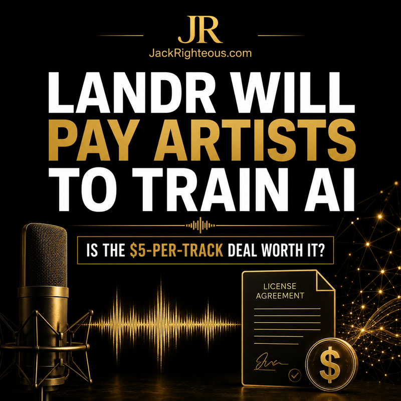 LANDR AI training deal guide examining the five-dollar-per-track offer, licensing terms and creator tradeoffs