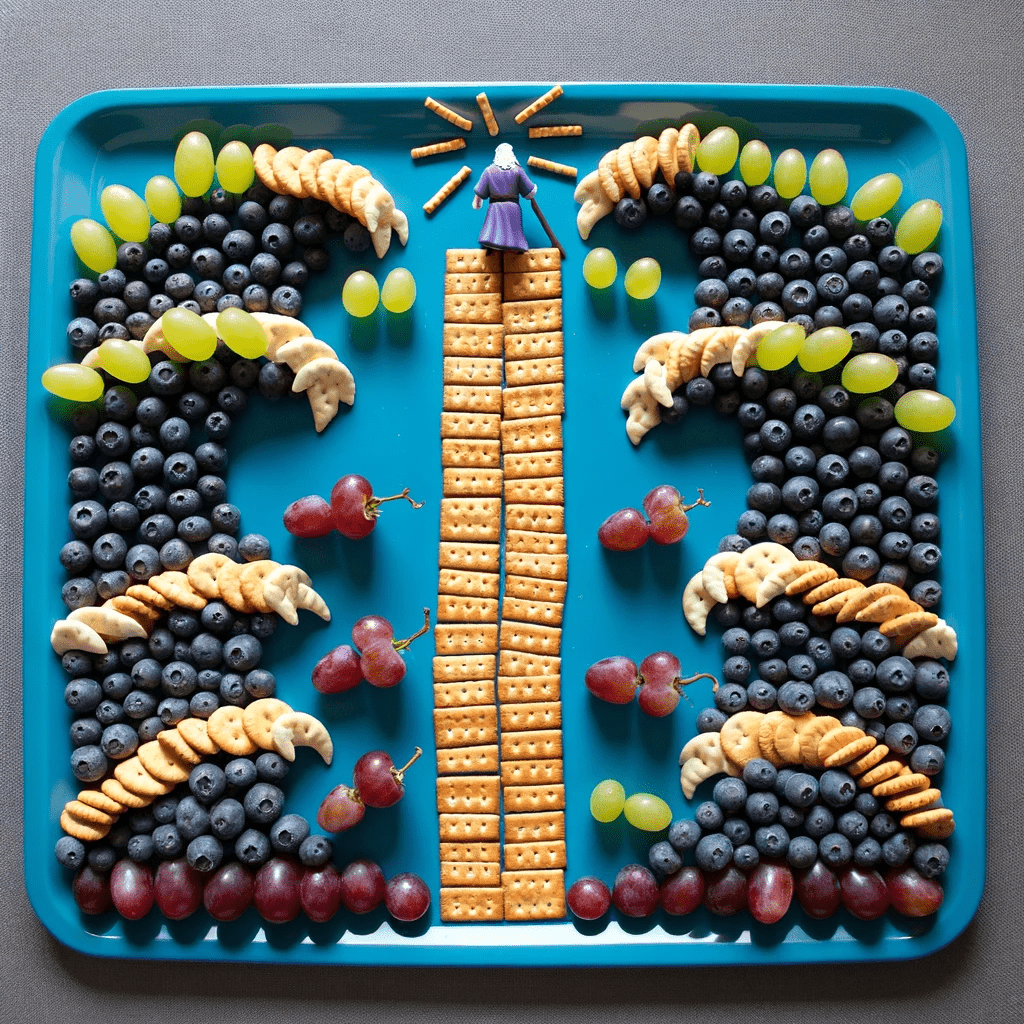Moses and the Red Sea snack activity with a cinematic Christian freedom-song exercise
