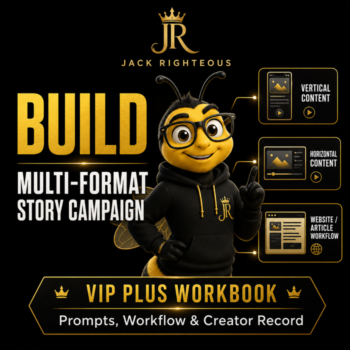 Bee Righteous leads a VIP Plus story campaign workbook with vertical, horizontal and website workflows
