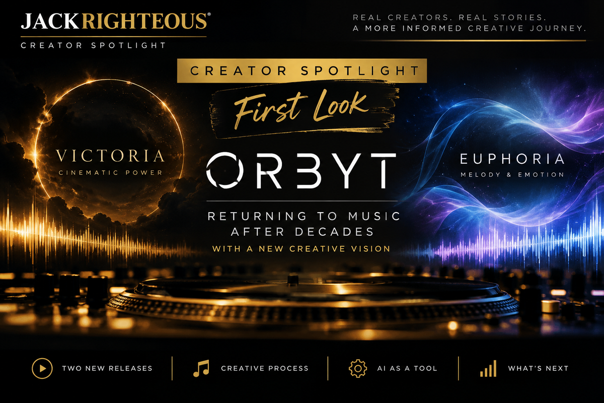 ORBYT Creator Spotlight First Look: abstract electronic music composition featuring VICTORIA and EUPHORIA themes, no human portraits