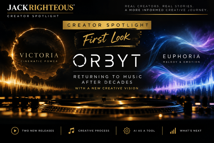 ORBYT Creator Spotlight First Look: abstract electronic music composition featuring VICTORIA and EUPHORIA themes, no human portraits